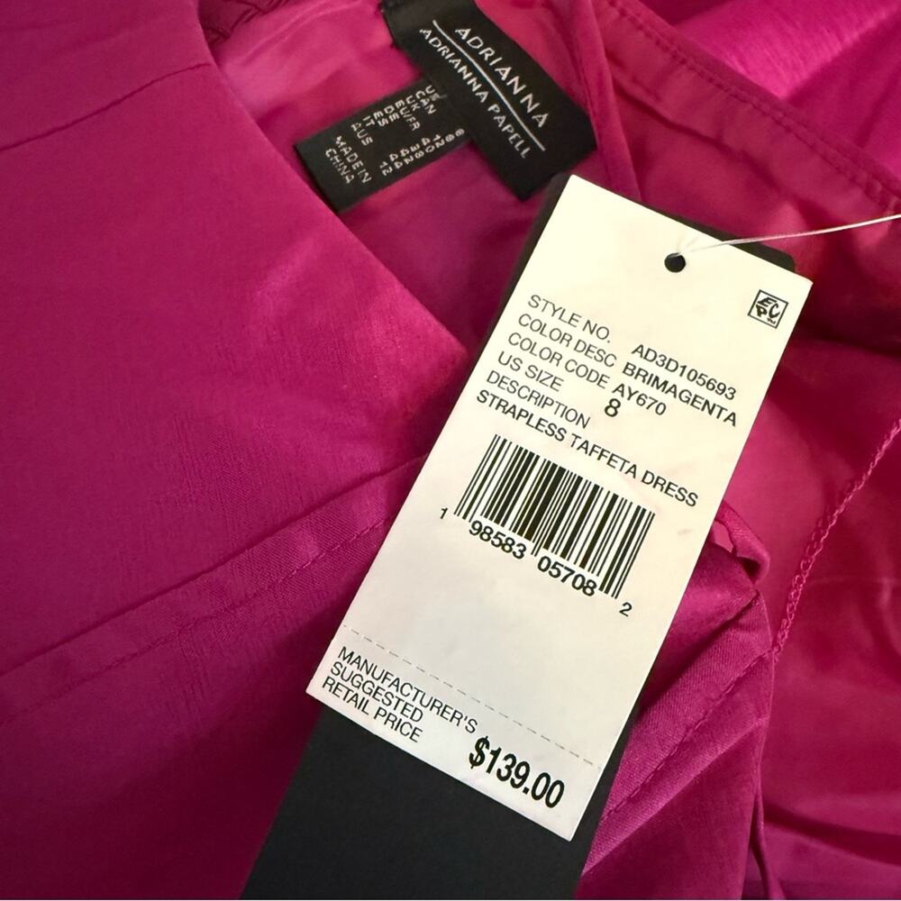 Adrianna Papell Women’s Soft Skirt Taffeta Mini Dress In Pink Sz 8 - Picture 6 of 9